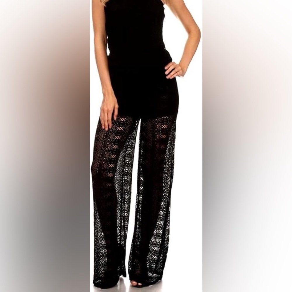 S-Twelve Black Crochet Lace tube-style jumpsuit